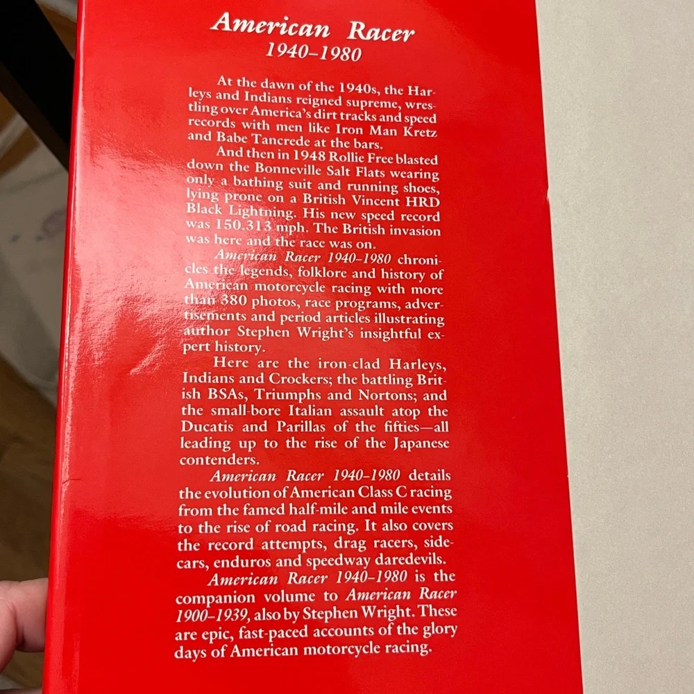 American Racer 1940-1980 Book by Stephen Wright Excellent Vintage Condition